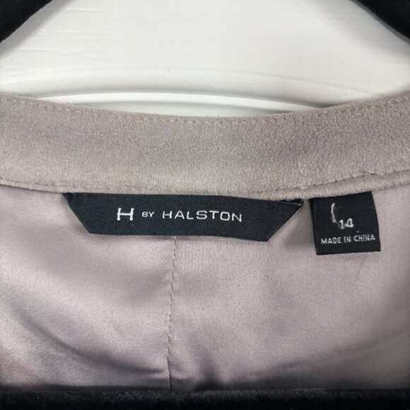 H by Halston Faux Suede Mixed Media Zip Jacket Taupe Size 14 - Picture 6 of 9